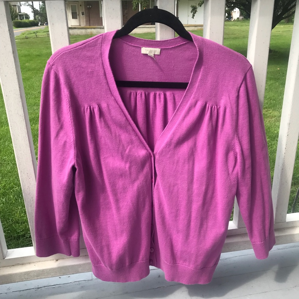 Talbots lavender button down cardigan